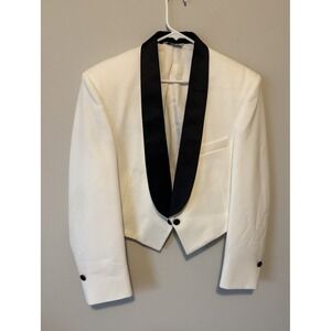 Men's Raffinati White Tuxedo Tailcoat Black Satin Lapels Made in USA 40R Read